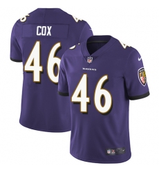 Men's Nike Baltimore Ravens #46 Morgan Cox Purple Team Color Vapor Untouchable Limited Player NFL Jersey