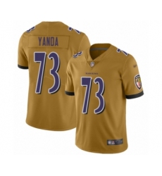 Men's Baltimore Ravens #73 Marshal Yanda Limited Gold Inverted Legend Football Jersey