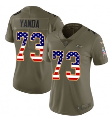 Women's Nike Baltimore Ravens #73 Marshal Yanda Limited Olive/USA Flag Salute to Service NFL Jersey