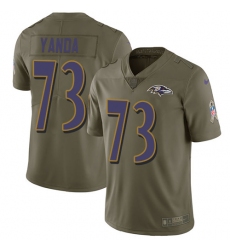 Youth Nike Baltimore Ravens #73 Marshal Yanda Limited Olive 2017 Salute to Service NFL Jersey