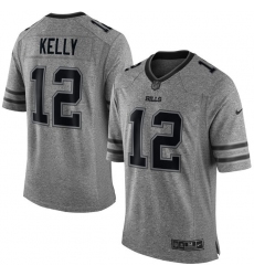 Men's Nike Buffalo Bills #12 Jim Kelly Limited Gray Gridiron NFL Jersey