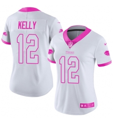Women's Nike Buffalo Bills #12 Jim Kelly Limited White/Pink Rush Fashion NFL Jersey