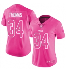 Women's Nike Buffalo Bills #34 Thurman Thomas Limited Pink Rush Fashion NFL Jersey