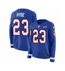Women's Nike Buffalo Bills #23 Micah Hyde Limited Royal Blue Therma Long Sleeve NFL Jersey
