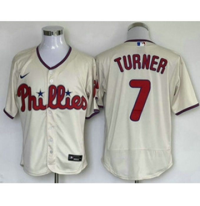 Men's Philadelphia Phillies #7 Trea Turner Cream Stitched MLB Flex Base Nike Jersey
