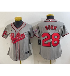 Youth Philadelphia Phillies #28 Alec Bohm Gray 2026 Field of Dreams Stadium Stitched Jersey