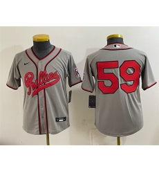 Youth Philadelphia Phillies #59 Jhoan Duran Gray 2026 Field of Dreams Stadium Stitched Baseball Jersey