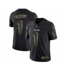 Men Carolina Panthers #1 Cam Newton Black Golden Edition 2019 Vapor Untouchable Limited Jersey