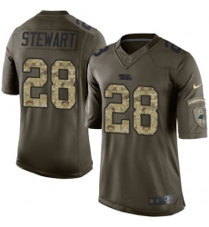Youth Nike Carolina Panthers #28 Jonathan Stewart Elite Green Salute to Service NFL Jersey