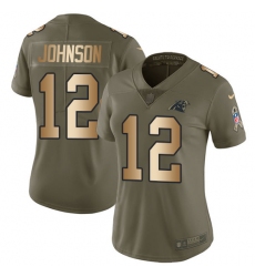 Women's Nike Carolina Panthers #12 Charles Johnson Limited Olive/Gold 2017 Salute to Service NFL Jersey