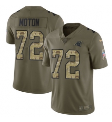 Youth Nike Carolina Panthers #72 Taylor Moton Limited Olive/Camo 2017 Salute to Service NFL Jersey