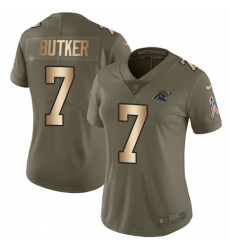 Women's Nike Carolina Panthers #7 Harrison Butker Limited Olive/Gold 2017 Salute to Service NFL Jersey