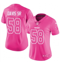 Women's Nike Carolina Panthers #58 Thomas Davis Limited Pink Rush Fashion NFL Jersey