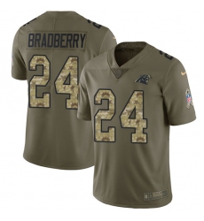 Youth Nike Carolina Panthers #24 James Bradberry Limited Olive/Camo 2017 Salute to Service NFL Jersey