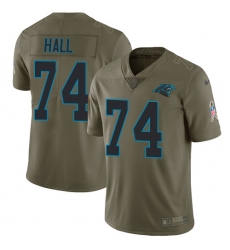 Men's Nike Carolina Panthers #74 Daeshon Hall Limited Olive 2017 Salute to Service NFL Jersey