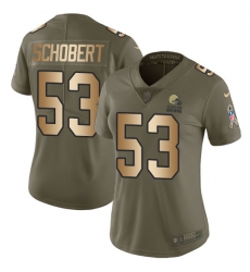 Women's Nike Cleveland Browns #53 Joe Schobert Limited Olive/Gold 2017 Salute to Service NFL Jersey