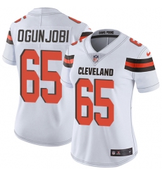 Women's Nike Cleveland Browns #65 Larry Ogunjobi White Vapor Untouchable Limited Player NFL Jersey