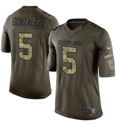 Men's Nike Cleveland Browns #5 Zane Gonzalez Elite Green Salute to Service NFL Jersey
