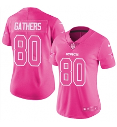 Women's Nike Dallas Cowboys #80 Rico Gathers Limited Pink Rush Fashion NFL Jersey