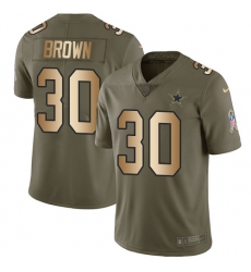 Youth Nike Dallas Cowboys #30 Anthony Brown Limited Olive/Gold 2017 Salute to Service NFL Jersey