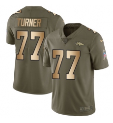 Men's Nike Denver Broncos #77 Billy Turner Limited Olive/Gold 2017 Salute to Service NFL Jersey