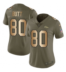 Women's Nike Denver Broncos #80 Jake Butt Limited Olive/Gold 2017 Salute to Service NFL Jersey