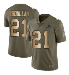 Men's Nike Detroit Lions #21 Ameer Abdullah Limited Olive/Gold Salute to Service NFL Jersey