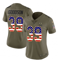 Women's Nike Green Bay Packers #39 Demetri Goodson Limited Olive/USA Flag 2017 Salute to Service NFL Jersey