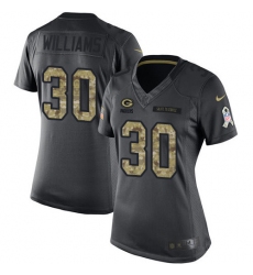 Women's Nike Green Bay Packers #30 Jamaal Williams Limited Black 2016 Salute to Service NFL Jersey