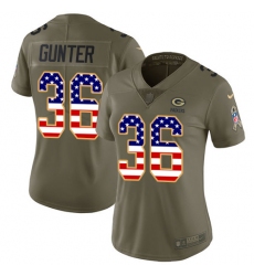 Women's Nike Green Bay Packers #36 LaDarius Gunter Limited Olive/USA Flag 2017 Salute to Service NFL Jersey