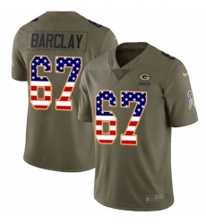 Youth Nike Green Bay Packers #67 Don Barclay Limited Olive/USA Flag 2017 Salute to Service NFL Jersey