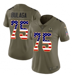 Women's Nike Green Bay Packers #75 Bryan Bulaga Limited Olive/USA Flag 2017 Salute to Service NFL Jersey