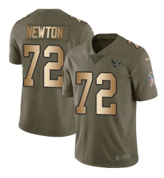 Men's Nike Houston Texans #72 Derek Newton Limited Olive/Gold 2017 Salute to Service NFL Jersey