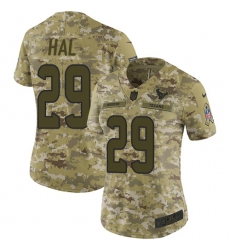 Women's Nike Houston Texans #29 Andre Hal Limited Camo 2018 Salute to Service NFL Jersey