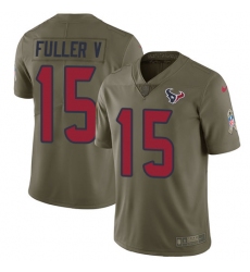 Youth Nike Houston Texans #15 Will Fuller V Limited Olive 2017 Salute to Service NFL Jersey