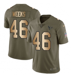 Men's Nike Houston Texans #46 Jon Weeks Limited Olive/Gold 2017 Salute to Service NFL Jersey