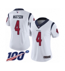 Women's Nike Houston Texans #4 Deshaun Watson White Vapor Untouchable Limited Player 100th Season NFL Jersey