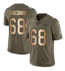 Youth Nike Houston Texans #68 Breno Giacomini Limited Olive/Gold 2017 Salute to Service NFL Jersey