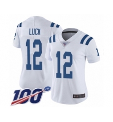 Women's Nike Indianapolis Colts #12 Andrew Luck White Vapor Untouchable Limited Player 100th Season NFL Jersey