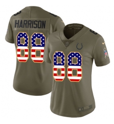 Women's Nike Indianapolis Colts #88 Marvin Harrison Limited Olive/USA Flag 2017 Salute to Service NFL Jersey