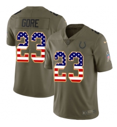 Men's Nike Indianapolis Colts #23 Frank Gore Limited Olive/USA Flag 2017 Salute to Service NFL Jersey