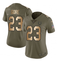 Women's Nike Indianapolis Colts #23 Frank Gore Limited Olive/Gold 2017 Salute to Service NFL Jersey