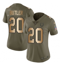 Women's Nike Indianapolis Colts #20 Darius Butler Limited Olive/Gold 2017 Salute to Service NFL Jersey