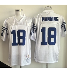 Men's Indianapolis Colts #18 Peyton Manning White Throwback Stitched Football Jersey