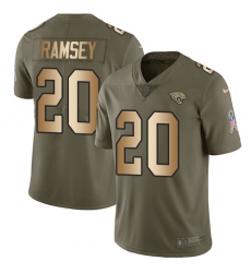 Men's Nike Jacksonville Jaguars #20 Jalen Ramsey Limited Olive/Gold 2017 Salute to Service NFL Jersey