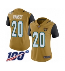 Women's Nike Jacksonville Jaguars #20 Jalen Ramsey Limited Gold Rush Vapor Untouchable 100th Season NFL Jersey