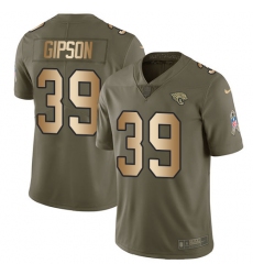 Youth Nike Jacksonville Jaguars #39 Tashaun Gipson Limited Olive/Gold 2017 Salute to Service NFL Jersey