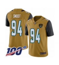 Men's Jacksonville Jaguars #94 Dawuane Smoot Limited Gold Rush Vapor Untouchable 100th Season Football Jersey