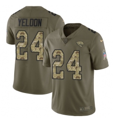 Men's Nike Jacksonville Jaguars #24 T.J. Yeldon Limited Olive/Camo 2017 Salute to Service NFL Jersey