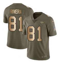 Youth Nike Jacksonville Jaguars #81 Mychal Rivera Limited Olive/Gold 2017 Salute to Service NFL Jersey